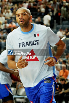 2024-07-06 - Nicolas Batum of France warms up during the International Friendly Basketball match between Germany and France on 6 July 2024 at Lanxess Arena in Cologne, Germany - BASKETBALL - FRIENDLY GAME - GERMANY V FRANCE - FRIENDLY MATCH - BASKETBALL