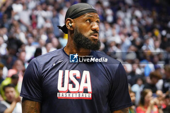 2024-07-20 - Lebron James of Team Usa warms up during the International Friendly basketball match between USA and South Sudan on 20 July 2024 at O2 Arena in London, England - BASKETBALL - FRIENDLY GAME - USA V SOUTH SUDAN - FRIENDLY MATCH - BASKETBALL