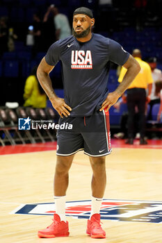 2024-07-20 - Lebron James of Team Usa warms up during the International Friendly basketball match between USA and South Sudan on 20 July 2024 at O2 Arena in London, England - BASKETBALL - FRIENDLY GAME - USA V SOUTH SUDAN - FRIENDLY MATCH - BASKETBALL