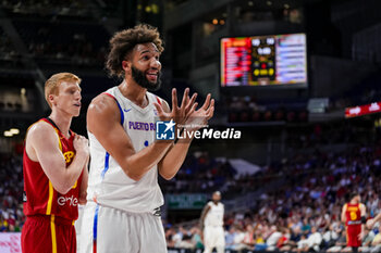 2024-07-23 - George Conditt of Puerto Rico seen protesting during the Basketball International Friendly match between Spain and Puerto Rico at WiZink Center on July 23, 2024 in Madrid, Spain. - SPAIN VS PUERTO RICO - FRIENDLY MATCH - BASKETBALL