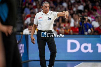 2024-07-23 - Sergio Scariolo, head coach of Spain, seen during the Basketball International Friendly match between Spain and Puerto Rico at WiZink Center on July 23, 2024 in Madrid, Spain. - SPAIN VS PUERTO RICO - FRIENDLY MATCH - BASKETBALL