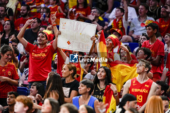 2024-07-23 - Spanish fans seen during the Basketball International Friendly match between Spain and Puerto Rico at WiZink Center on July 23, 2024 in Madrid, Spain. - SPAIN VS PUERTO RICO - FRIENDLY MATCH - BASKETBALL