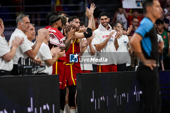 2024-07-23 - Rudy Fernandez (C) of Spain receives a tribute during the Basketball International Friendly match between Spain and Puerto Rico at WiZink Center on July 23, 2024 in Madrid, Spain. - SPAIN VS PUERTO RICO - FRIENDLY MATCH - BASKETBALL