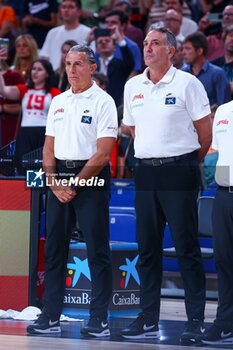 2024-07-23 - 23th July 2024; Wizink Center; Madrid; Spain; Friendly match; Olympic Games; Spain vs Puerto Rico; scariolo and Luis Guil (Spain)Basketball friendly match before Olympic Games Spain vs Puerto Rico 900/Cordon Press - BASKETBALL FRIENDLY MATCH BEFORE OLYMPIC GAMES SPAIN VS PUERTO RICO - FRIENDLY MATCH - BASKETBALL