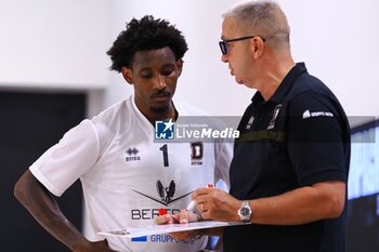 2024-09-04 - Christian Vital (Derthona Basket) & Walter De Raffaele, head coach Derthona Basket - DERTHONA BASKET VS EA7 EMPORIO ARMANI OLIMPIA MILANO - FRIENDLY MATCH - BASKETBALL