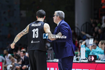 2024-11-13 - # 13 Tommaso Baldasso (Bertram Derthona Basket Tortona) and De Raffaele Walter (head coach Bertram Derthona Basket Tortona) - BETRAM DERTHONA VS SL BENFICA - CHAMPIONS LEAGUE - BASKETBALL