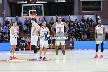 2024-11-13 - #15 Betinho Gomes (SL Benfica) and #13 Diogo Gameiro (SL Benfica) and #32 Nicolas Carvacho (SL Benfica) and #9 Trey Drechsel (SL Benfica) - BETRAM DERTHONA VS SL BENFICA - CHAMPIONS LEAGUE - BASKETBALL