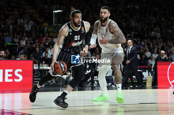 2024-03-15 - Tornike Shengelia (Segafredo Virtus Bologna) in action thwarted by Vincent Poirier (Real Madrid) during the Euroleague basketball championship match Segafredo Virtus Bologna Vs. Real Madrid. Bologna, March 15, 2024 at Segafredo Arena - VIRTUS SEGAFREDO BOLOGNA VS REAL MADRID - EUROLEAGUE - BASKETBALL