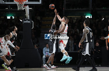 2024-02-09 - Donatas Motiejunas (a.s. Monaco) in action thwarted by Bryant Dunston (Segafredo Virtus Bologna) during the Euroleague basketball championship match Segafredo Virtus Bologna Vs. a.s. Monaco. Bologna, February 09, 2024 at Segafredo Arena - VIRTUS SEGAFREDO BOLOGNA VS AS MONACO - EUROLEAGUE - BASKETBALL