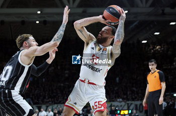 2024-02-09 - Mike James (a.s. Monaco) (R) in action thwarted by Isaia Cordinier (Segafredo Virtus Bologna) during the Euroleague basketball championship match Segafredo Virtus Bologna Vs. a.s. Monaco. Bologna, February 09, 2024 at Segafredo Arena - VIRTUS SEGAFREDO BOLOGNA VS AS MONACO - EUROLEAGUE - BASKETBALL