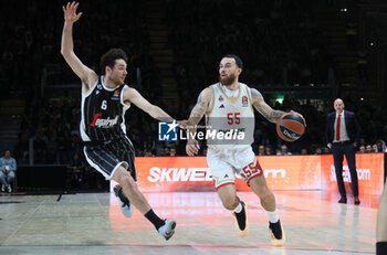 2024-02-09 - Mike James (a.s. Monaco) in action thwarted by Alessandro Pajola (Segafredo Virtus Bologna) during the Euroleague basketball championship match Segafredo Virtus Bologna Vs. a.s. Monaco. Bologna, February 09, 2024 at Segafredo Arena - VIRTUS SEGAFREDO BOLOGNA VS AS MONACO - EUROLEAGUE - BASKETBALL