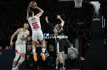 2024-02-09 - Mike James (a.s. Monaco) in action thwarted by Isaia Cordinier (Segafredo Virtus Bologna) during the Euroleague basketball championship match Segafredo Virtus Bologna Vs. a.s. Monaco. Bologna, February 09, 2024 at Segafredo Arena - VIRTUS SEGAFREDO BOLOGNA VS AS MONACO - EUROLEAGUE - BASKETBALL