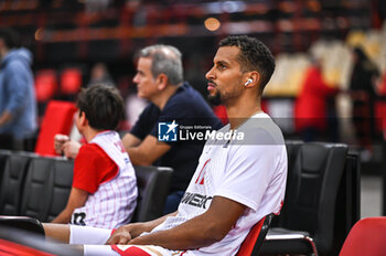 2024-01-04 - 12 Petr Cornelie of AS Monaco during the Euroleague, Round 19, match between Olympiacos Piraeus and AS Monaco at Peace & Friendship Stadium on January 4, 2024, in Piraeus, Greece - OLYMPIACOS PIRAEUS VS AS MONACO - EUROLEAGUE - BASKETBALL