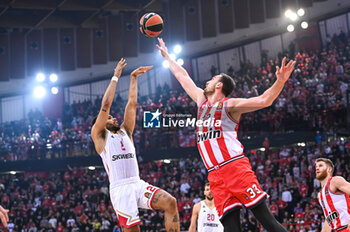 2024-01-04 - 2 Elie Okobo of AS Monaco during the Euroleague, Round 19, match between Olympiacos Piraeus and AS Monaco at Peace & Friendship Stadium on January 4, 2024, in Piraeus, Greece. - OLYMPIACOS PIRAEUS VS AS MONACO - EUROLEAGUE - BASKETBALL