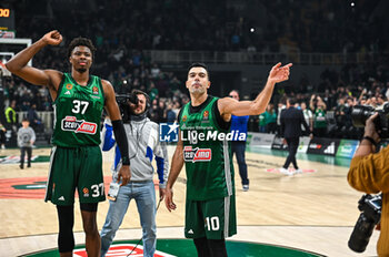 2024-01-09 - 10 Kostas Sloukas of Panathinaikos AKTOR Athens celebrating the victory after the Euroleague, Round 20, match between Panathinaikos AKTOR Athens and Anadolu Efes Istanbul at the OAKA Altion Arena in Athens, Greece, on January 9, 2024. - PANATHINAIKOS AKTOR ATHENS VS ANADOLU EFES - EUROLEAGUE - BASKETBALL