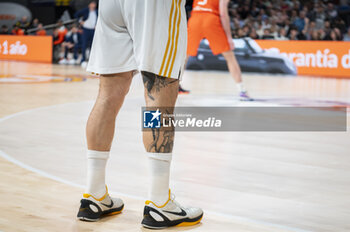 2024-01-11 - A detail of the shoes of Facundo Campazzo of Real Madrid during the Euroleague basketball match between Real Madrid and Valencia at Wizink Center in Madrid, Spain. - REAL MADRID VS VALENCIA - EUROLEAGUE - BASKETBALL