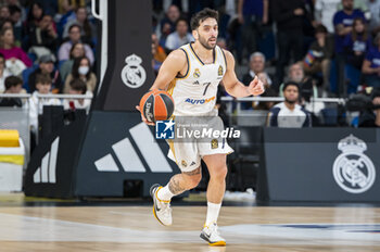 2024-01-11 - Facundo Campazzo of Real Madrid seen in action with the ball during the Euroleague basketball match between Real Madrid and Valencia at Wizink Center in Madrid, Spain. - REAL MADRID VS VALENCIA - EUROLEAGUE - BASKETBALL