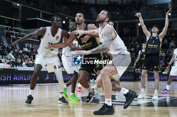 2024-01-12 - Johannes THIEMANN of Alba Berlin and Joffrey LAUVERGNE of Lyon and Mbaye NDIAYE of Lyon during the Turkish Airlines EuroLeague basketball match between LDLC ASVEL Villeurbanne and Alba Berlin on January 12, 2024 at Astroballe in Villeurbanne, France - BASKETBALL - EUROLEAGUE - ASVEL V ALBA BERLIN - EUROLEAGUE - BASKETBALL