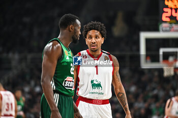 2024-01-31 - 1 Rodney Mc Gruder of EA7 Emporio Armani Milan with 22 Jerian Grant of Panathinaikos AKTOR Athens during the Euroleague, Round 24, match between Panathinaikos Aktor Athens and EA7 Emporio Armani Milan at Oaka Altion Arena on January 31, 2024, in Athens, Greece. - PANATHINAIKOS AKTOR ATHENS VS EA7 EMPORIO ARMANI MILAN - EUROLEAGUE - BASKETBALL