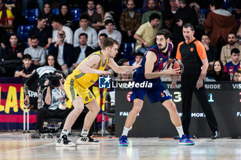 2024-02-09 - Nikola Kalinic of Fc Barcelona in action against Malte Delow of Alba Berlin during the Turkish Airlines EuroLeague basketball match between FC Barcelona and Alba Berlin on February 9, 2024 at Palau Blaugrana in Barcelona, Spain - BASKETBALL - EUROLEAGUE - FC BARCELONA V ALBA BERLIN - EUROLEAGUE - BASKETBALL