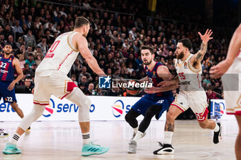 2024-03-01 - Tomas Satoransky of Fc Barcelona, Mike James of AS Monaco during the Turkish Airlines EuroLeague basketball match between FC Barcelona and AS Monaco on March 1, 2024 at Palau Blaugrana in Barcelona, Spain - BASKETBALL - EUROLEAGUE - FC BARCELONA V MONACO - EUROLEAGUE - BASKETBALL