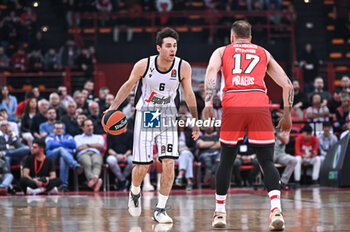 2024-03-07 - 6 Alessandro Pajola of Virtus Segafredo Bologna is playing during the Euroleague, Round 28, match between Olympiacos Piraeus and Virtus Segafredo Bologna at Peace & Friendship Stadium on March 7, 2024, in Piraeus, Greece. - OLYMPIACOS BC VS VIRTUS SEGAFREDO BOLOGNA - EUROLEAGUE - BASKETBALL