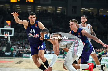 2024-03-08 - 9 Timothe Luwawu-Cabarrot of LDLC ASVEL Villeurbanne competing with 44 Konstantinos Mitoglou of Panathinaikos Athens during the Euroleague, Round 28, match between Panathinaikos Athens and LDLC ASVEL Villeurbanne at Oaka Altion Arena on March 8, 2024, in Athens, Greece. - PANATHINAIKOS AKTOR ATHENS VS LDLC ASVEL VILLEURBANNE - EUROLEAGUE - BASKETBALL