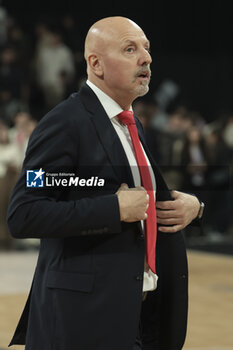 2024-03-28 - Coach of Monaco Sasa Obradovic during the Turkish Airlines EuroLeague basketball match between LDLC ASVEL Villeurbanne and AS Monaco on March 28, 2024 at LDLC Arena in Decines-Charpieu near Lyon, France - BASKETBALL - EUROLEAGUE - ASVEL V MONACO - EUROLEAGUE - BASKETBALL