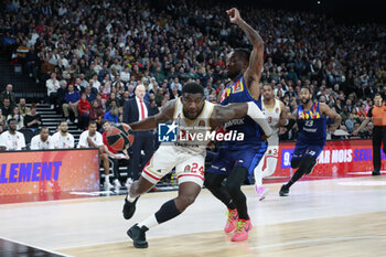 2024-03-28 - Yakuba OUATTARA of Monaco and Paris LEE of Lyon during the Turkish Airlines EuroLeague basketball match between LDLC ASVEL Villeurbanne and AS Monaco on March 28, 2024 at LDLC Arena in Decines-Charpieu, France - BASKETBALL - EUROLEAGUE - ASVEL V MONACO - EUROLEAGUE - BASKETBALL