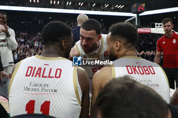2024-03-28 - Mike JAMES of Monaco and Elie OKOBO of Monaco and Alpha DIALLO of Monaco during the Turkish Airlines EuroLeague basketball match between LDLC ASVEL Villeurbanne and AS Monaco on March 28, 2024 at LDLC Arena in Decines-Charpieu, France - BASKETBALL - EUROLEAGUE - ASVEL V MONACO - EUROLEAGUE - BASKETBALL