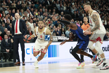 2024-03-28 - Elie OKOBO of Monaco and Mbaye NDIAYE of Lyon and Donatas MOTIEJUNAS of Monaco and Sara OBRADOVIC coach of Monaco during the Turkish Airlines EuroLeague basketball match between LDLC ASVEL Villeurbanne and AS Monaco on March 28, 2024 at LDLC Arena in Decines-Charpieu, France - BASKETBALL - EUROLEAGUE - ASVEL V MONACO - EUROLEAGUE - BASKETBALL