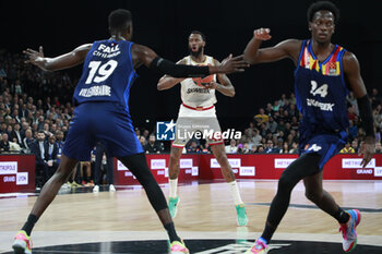 2024-03-28 - Donta HALL of Monaco and Youssoupha FALL of Lyon and Mbaye NDIAYE of Lyon during the Turkish Airlines EuroLeague basketball match between LDLC ASVEL Villeurbanne and AS Monaco on March 28, 2024 at LDLC Arena in Decines-Charpieu, France - BASKETBALL - EUROLEAGUE - ASVEL V MONACO - EUROLEAGUE - BASKETBALL