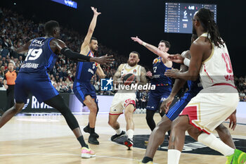 2024-03-28 - Mike JAMES of Monaco and Timothe LUWAWU CABARROT of Lyon and Nando DE COLO of Lyon and Youssoupha FALL of Lyon during the Turkish Airlines EuroLeague basketball match between LDLC ASVEL Villeurbanne and AS Monaco on March 28, 2024 at LDLC Arena in Decines-Charpieu, France - BASKETBALL - EUROLEAGUE - ASVEL V MONACO - EUROLEAGUE - BASKETBALL
