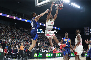 2024-03-28 - Jaron BLOSSOMGAME of Lyon and Timothe LUWAWU CABARROT of Lyon and Charles KAHUDI of Lyon during the Turkish Airlines EuroLeague basketball match between LDLC ASVEL Villeurbanne and AS Monaco on March 28, 2024 at LDLC Arena in Decines-Charpieu, France - BASKETBALL - EUROLEAGUE - ASVEL V MONACO - EUROLEAGUE - BASKETBALL