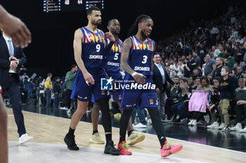 2024-03-28 - Paris LEE of Lyon and Timothe LUWAWU CABARROT of Lyon and Charles KAHUDI of Lyon during the Turkish Airlines EuroLeague basketball match between LDLC ASVEL Villeurbanne and AS Monaco on March 28, 2024 at LDLC Arena in Decines-Charpieu, France - BASKETBALL - EUROLEAGUE - ASVEL V MONACO - EUROLEAGUE - BASKETBALL