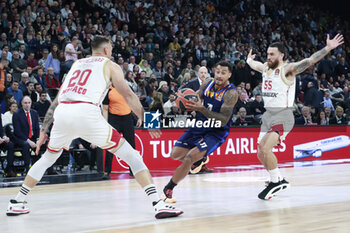 2024-03-28 - Edwin JACKSON of Lyon and Mike JAMES of Monaco and Donatas MOTIEJUNAS of Monaco during the Turkish Airlines EuroLeague basketball match between LDLC ASVEL Villeurbanne and AS Monaco on March 28, 2024 at LDLC Arena in Decines-Charpieu, France - BASKETBALL - EUROLEAGUE - ASVEL V MONACO - EUROLEAGUE - BASKETBALL