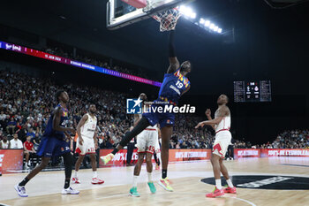 2024-03-28 - Youssoupha FALL of Lyon and Donta HALL of Monaco and Mbaye NDIAYE of Lyon and Jaron BLOSSOMGAME of Lyon during the Turkish Airlines EuroLeague basketball match between LDLC ASVEL Villeurbanne and AS Monaco on March 28, 2024 at LDLC Arena in Decines-Charpieu, France - BASKETBALL - EUROLEAGUE - ASVEL V MONACO - EUROLEAGUE - BASKETBALL