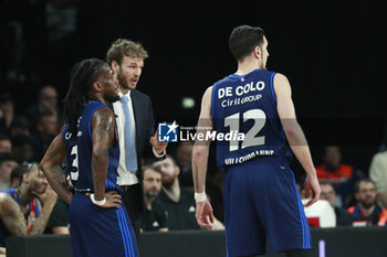 2024-03-28 - Pierric POUPET coach of Lyon and Paris LEE of Lyon and Nando DE COLO of Lyon during the Turkish Airlines EuroLeague basketball match between LDLC ASVEL Villeurbanne and AS Monaco on March 28, 2024 at LDLC Arena in Decines-Charpieu, France - BASKETBALL - EUROLEAGUE - ASVEL V MONACO - EUROLEAGUE - BASKETBALL