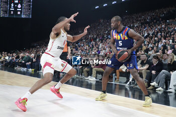 2024-03-28 - Charles KAHUDI of Lyon and Jaron BLOSSOMGAME of Lyon during the Turkish Airlines EuroLeague basketball match between LDLC ASVEL Villeurbanne and AS Monaco on March 28, 2024 at LDLC Arena in Decines-Charpieu, France - BASKETBALL - EUROLEAGUE - ASVEL V MONACO - EUROLEAGUE - BASKETBALL