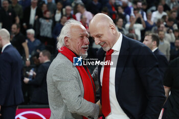 2024-03-28 - Aleksej FEDORICSEV President of Monaco and Sara OBRADOVIC coach of Monaco during the Turkish Airlines EuroLeague basketball match between LDLC ASVEL Villeurbanne and AS Monaco on March 28, 2024 at LDLC Arena in Decines-Charpieu, France - BASKETBALL - EUROLEAGUE - ASVEL V MONACO - EUROLEAGUE - BASKETBALL