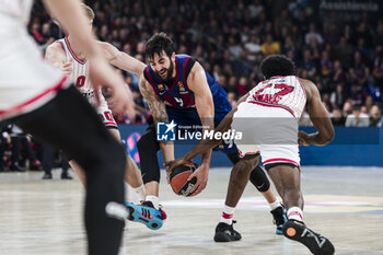 2024-04-24 - Ricky Rubio of FC Barcelona and Shaquielle McKissic of Olympiacos during the Turkish Airlines EuroLeague basketball match between FC Barcelona and Olympiacos Piraeus on April 24, 2024 at Palau Blaugrana in Barcelona, Spain - BASKETBALL - EUROLEAGUE - BARCELONA V OLYMPIACOS PIRAEUS - EUROLEAGUE - BASKETBALL