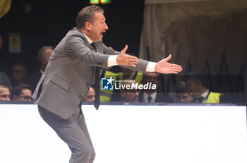 2024-10-15 - Luca Banchi, head coach of Virtus Bologna during the basketball Turkish Airlines Euroleague match between Virtus Segafredo Bologna and Zalgiris Kaunas at the Unipol Arena, Casalecchio (Bologna), Italy, October 15, 2024 - photo: Michele Nucci - SEGAFREDO VIRTUS BOLOGNA VS ZALGIRIS KAUNAS - EUROLEAGUE - BASKETBALL