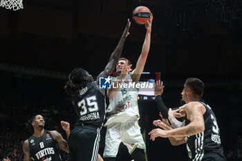 2024-10-15 - Laurynas Birutis (Zalgiris) in action thwarted by Momo Diouf (Virtus Bologna) during the basketball Turkish Airlines Euroleague match between Virtus Segafredo Bologna and Zalgiris Kaunas at the Unipol Arena, Casalecchio (Bologna), Italy, October 15, 2024 - photo: Michele Nucci - SEGAFREDO VIRTUS BOLOGNA VS ZALGIRIS KAUNAS - EUROLEAGUE - BASKETBALL