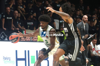 2024-10-15 - Sylvain Francisco (Zalgiris) in action thwarted by Matt Morgan (Virtus Bologna) during the basketball Turkish Airlines Euroleague match between Virtus Segafredo Bologna and Zalgiris Kaunas at the Unipol Arena, Casalecchio (Bologna), Italy, October 15, 2024 - photo: Michele Nucci - SEGAFREDO VIRTUS BOLOGNA VS ZALGIRIS KAUNAS - EUROLEAGUE - BASKETBALL