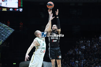 2024-10-15 - Isaia Cordinier (Virtus Bologna) in action thwarted by Alen Smailagic (Zalgiris) during the basketball Turkish Airlines Euroleague match between Virtus Segafredo Bologna and Zalgiris Kaunas at the Unipol Arena, Casalecchio (Bologna), Italy, October 15, 2024 - photo: Michele Nucci - SEGAFREDO VIRTUS BOLOGNA VS ZALGIRIS KAUNAS - EUROLEAGUE - BASKETBALL