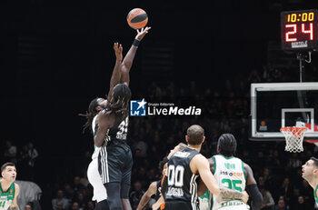 2024-11-15 - Momo Diouf (Virtus Bologna) during the basketball Turkish Airlines Euroleague match between Virtus Segafredo Bologna and Panathinaikos Aktor Athens at the Unipol Arena, Casalecchio (Bologna), Italy, November 15, 2024 - photo: Michele Nucci - SEGAFREDO VIRTUS BOLOGNA VS PANATHINAIKOS AKTOR ATHENS - EUROLEAGUE - BASKETBALL