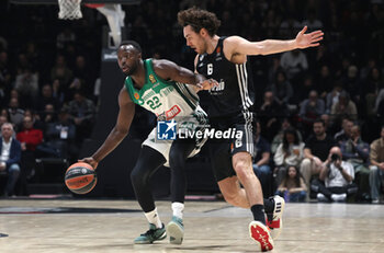 2024-11-15 - Jerian Grant (Athens) (L) in action thwarted by Alessandro Pajola (Virtus Bologna) during the basketball Turkish Airlines Euroleague match between Virtus Segafredo Bologna and Panathinaikos Aktor Athens at the Unipol Arena, Casalecchio (Bologna), Italy, November 15, 2024 - photo: Michele Nucci - SEGAFREDO VIRTUS BOLOGNA VS PANATHINAIKOS AKTOR ATHENS - EUROLEAGUE - BASKETBALL