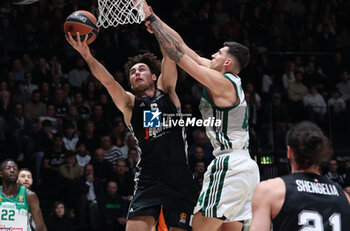 2024-11-15 - Alessandro Pajola (Virtus Bologna) (L) in action thwarted by Konstantinos Mitoglou (Athens) during the basketball Turkish Airlines Euroleague match between Virtus Segafredo Bologna and Panathinaikos Aktor Athens at the Unipol Arena, Casalecchio (Bologna), Italy, November 15, 2024 - photo: Michele Nucci - SEGAFREDO VIRTUS BOLOGNA VS PANATHINAIKOS AKTOR ATHENS - EUROLEAGUE - BASKETBALL