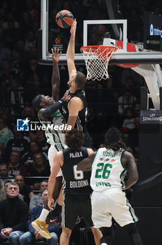 2024-11-15 - Jerian Grant (Athens) in action thwarted by Ante Zizic (Virtus Bologna) during the basketball Turkish Airlines Euroleague match between Virtus Segafredo Bologna and Panathinaikos Aktor Athens at the Unipol Arena, Casalecchio (Bologna), Italy, November 15, 2024 - photo: Michele Nucci - SEGAFREDO VIRTUS BOLOGNA VS PANATHINAIKOS AKTOR ATHENS - EUROLEAGUE - BASKETBALL