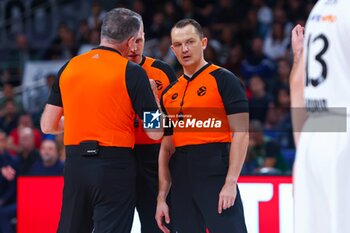 2024-10-17 - 17th October 2024; Wizink Center; Madrid, Spain; Turkish Airlines Euroleague Basketball; Spain, Real Madrid vs Panathinaikos; referees Euroleague Basket Real Madrid v Panathinaikos 900/Cordon Press - REAL MADRID VS PANATHINAIKOS - EUROLEAGUE - BASKETBALL